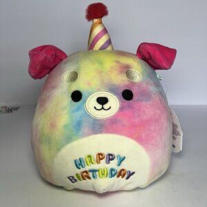New Squishmallows Happy Birthday Squad 8" Delenne the Puppy Dog Plush Doll